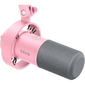 imageFIFINE XLRUSB Dynamic Microphone Studio XLR Vocal Podcast Microphone for Recording USB Streaming Mic with Mute Button Gain Knob Headphones Monitoring for VoiceOver VideoAmplitank K688 PinkPink