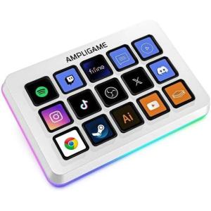 imageFifine AmpliGame Stream Controller with 15 Macro Keys Streaming Keyboard with Trigger Actions in OBSTwitchYouTubeStreamlabs Shortcut Buttons Keypad Works with Mac and PCD6White