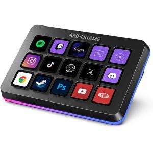 imageFifine AmpliGame Stream Controller with 15 Macro Keys Streaming Keyboard with Trigger Actions in OBSTwitchYouTubeStreamlabs Shortcut Buttons Keypad Works with Mac and PCD6Black
