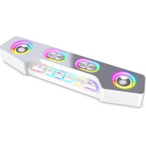 imageFifine PC Speakers for Desktop Bluetooth Computer Speakers Wireless for Gaming Streaming Party ESport RGB Loudspeaker with Auxin Audio Jack Controllable RGB Volume Button A16 BlackWhite