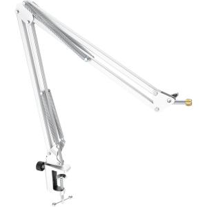 imageMicrophone Arm Stand FIFINE Suspension Boom Scissor Mic Stand with Heavy Duty Clamp 38quot to 58quot Adapter for Voiceover Gaming Recording Studio Home Office CS1White