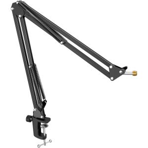 imageMicrophone Arm Stand FIFINE Suspension Boom Scissor Mic Stand with Heavy Duty Clamp 38quot to 58quot Adapter for Voiceover Gaming Recording Studio Home Office CS1Black