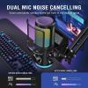 imageFIFINE Streaming Microphone with Boom Arm Set Gaming USB Desktop Mic with RGB Mute Button Heavy Duty Metal Mic Stand 38quot to 58quot Adapter for Recording Studio AM6CS1