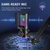 imageFIFINE Streaming Microphone with Boom Arm Set Gaming USB Desktop Mic with RGB Mute Button Heavy Duty Metal Mic Stand 38quot to 58quot Adapter for Recording Studio AM6CS1
