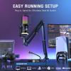 imageFIFINE Streaming Microphone with Boom Arm Set Gaming USB Desktop Mic with RGB Mute Button Heavy Duty Metal Mic Stand 38quot to 58quot Adapter for Recording Studio AM6CS1