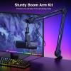 imageFIFINE XLRUSB Microphone and Heavy Duty Boom Arm Kit PC Computer Gaming Streaming Mic with RGB Light Mute Button Headphones Jack Microphone Arm Stand Bundle for Podcast Recording AM8BM63