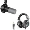 imageFIFINE Dynamic Microphone Bundle with Studio Monitor Headphones XLRUSB Podcast Mic with Headphone Jack Monitoring Vol Control Over Ear Wired Headphones Set for Vocal Recording VoiceOverK688H8