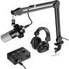 imageFIFINE Dynamic Recording Microphone XLR Audio Interface Heavy Metal Duty Mic Boom Arm XLR Cable with Wired USB Headphones for Podcast Streaming Compatible with Windows Mac