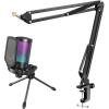 imageFIFINE Gaming USB Microphone Bundle with Mic Boom Arm Condenser Mic with Quick Mute RGB Light for Streaming Suspension Scissor Arm Stand Kit for Recording VoiceOver Studio A6VCS1