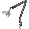 imageFIFINE Mic Arm Stand Microphone Boom Arm with Desk Clamp Cable Channels 38quot to 58quot Threads Heavy Metal Microphone Stand for Podcast Vocal Recording GamingBM66 BlackBM66 Black