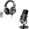 imageFIFINE XLRUSB Microphone and Studio Monitor Headphones Set Computer Recording Mic with Mute Button RGB Over Ear Wired Headset Pack for YouTube Podcasting Streaming Gaming AM8H8