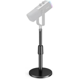 imageFIFINE Desktop Microphone Stand HeavyDuty Metal Adjustable Table Mic Stand with 58quot Male to 38quot Female Screw Adapter 4 NonSlip Pads Compatible with Microphones for Recording StreamingBS1