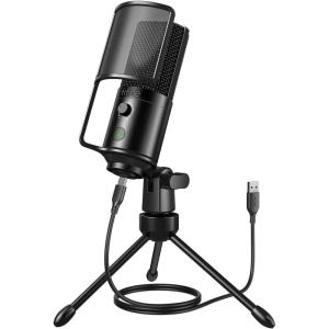 imageFIFINE Podcast Recording Microphone PC USB Condenser Microphone for Streaming Vocal Music Computer Desktop Mic with Mute Button for WindowsMac OSK669PRO1