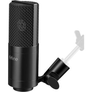 imageFIFINE XLR Microphone Condenser Podcast Mic for Recording Vocal VoiceOver Streaming Podcast Singing Cardioid Studio Microphone Metal Material BlackK669C
