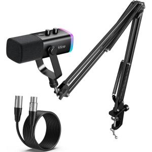 imageFIFINE XLRUSB Gaming Microphone Set and XLR CableDynamic PC Mic for Streaming PodcastingMicrophone Audio CableCompatible with Audio Mixer for Recording AM8TL9