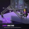 imageFIFINE USB Gaming Microphone Metal Recording Boom Arm Bundle PC Streaming Mic and Arm Stand Kit with RGB Lights Mute Button Headphones Jack Pop Filter for VoiceOver Studio Home Office A8CS1