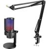 imageFIFINE USB Gaming Microphone Metal Recording Boom Arm Bundle PC Streaming Mic and Arm Stand Kit with RGB Lights Mute Button Headphones Jack Pop Filter for VoiceOver Studio Home Office A8CS1