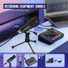 imageFIFINE Gaming Audio Mixer and XLR Dynamic Microphone Bundle Streaming 4Channel RGB Mixer Set with 48V Phantom PowerVolume Fader for Game VoicePodcastStudio Metal Mic for VoiceOverSC3K669D