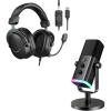imageFIFINE Gaming Headset and XLR Dynamic Microphone Bundle USB Headset Set with 71 Surround Sound for PS5PS4 Podcast Recording Mic with RGB Mute Button Headphones Jack for Vocal YouTube H9AM8