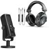 imageFIFINE USBPodcastCondenserMicrophone Bundle StudioMonitorHeadphones Set with 35mm635mm Jack Detachable Cables for Voice Recording Vocal DesktopMetalMic with LowCut Filter Profile3H8