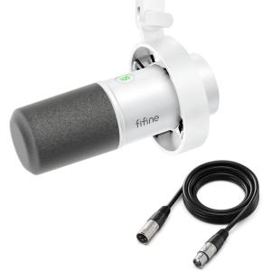 imageFIFINE XLRUSB Dynamic Mic with 10ft XLR Cable Kit Studio Recording Microphone for Streaming with Mute Tap Volume Control Headphones Jack Black Mic Wire Compatible with Audio Mixer K688WL9