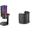 imageFIFINE Computer Microphone with RGB Control Mute Touch Headphone Jack Pop Filter Stand for Gaming Streaming A8U1