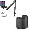 imageFIFINE Gaming PC USB Microphone Kit with Metal Pop Filter Podcast Condenser Mic with Boom Arm Bundle Mute Button RGB Streaming Mic for Recording Videos Twitch YouTube A6TU1