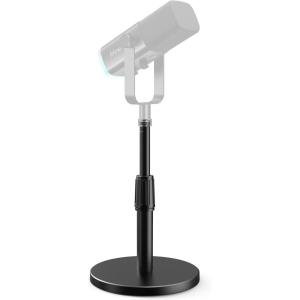 imageFIFINE Desktop Microphone Stand HeavyDuty Metal Adjustable Table Mic Stand with 58quot Male to 38quot Female Screw Adapter 4 NonSlip Pads Compatible with Microphones for Recording StreamingBS1Black
