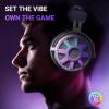 imageFIFINE Wired Open Back Gaming Headset Open Acoustic Audio Breathable Mesh Fabric 71 Surround Sound Vibrant RGB USB Control Box OverEar Headphone with Mic for PC PS5PS4 Laptop Mac  H19BPwhite and purple