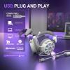 imageFIFINE Wired Open Back Gaming Headset Open Acoustic Audio Breathable Mesh Fabric 71 Surround Sound Vibrant RGB USB Control Box OverEar Headphone with Mic for PC PS5PS4 Laptop Mac  H19BPwhite and purple