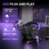 imageFIFINE Wired Open Back Gaming Headset Open Acoustic Audio Breathable Mesh Fabric 71 Surround Sound Vibrant RGB USB Control Box OverEar Headphone with Mic for PC PS5PS4 Laptop Mac  H19BPblack and purple