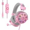 imageFIFINE Wired Open Back Gaming Headset Open Acoustic Audio Breathable Mesh Fabric 71 Surround Sound Vibrant RGB USB Control Box OverEar Headphone with Mic for PC PS5PS4 Laptop Mac  H19BPPink