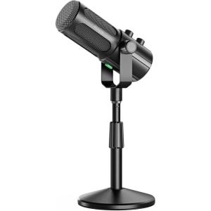 imageFIFINE AmpliTank TANK6S VocalDynamicMicrophone XLRUSBPodcastMicrophone with Desktop Stand Mute Button Volume Knob Studio Metal Built StreamingMic for Content Creation Music Recording