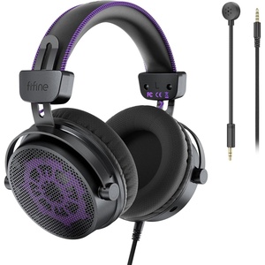 image:imageFIFINE Wired Open Back Headphones for Recording OverEar Monitor Headphones with 53mm Drivers  Airy Mesh Fabric  Detachable Mic Compatible with PCMixerAmplifierMobiles  Amplitank HD18 LiteBlack and purple
